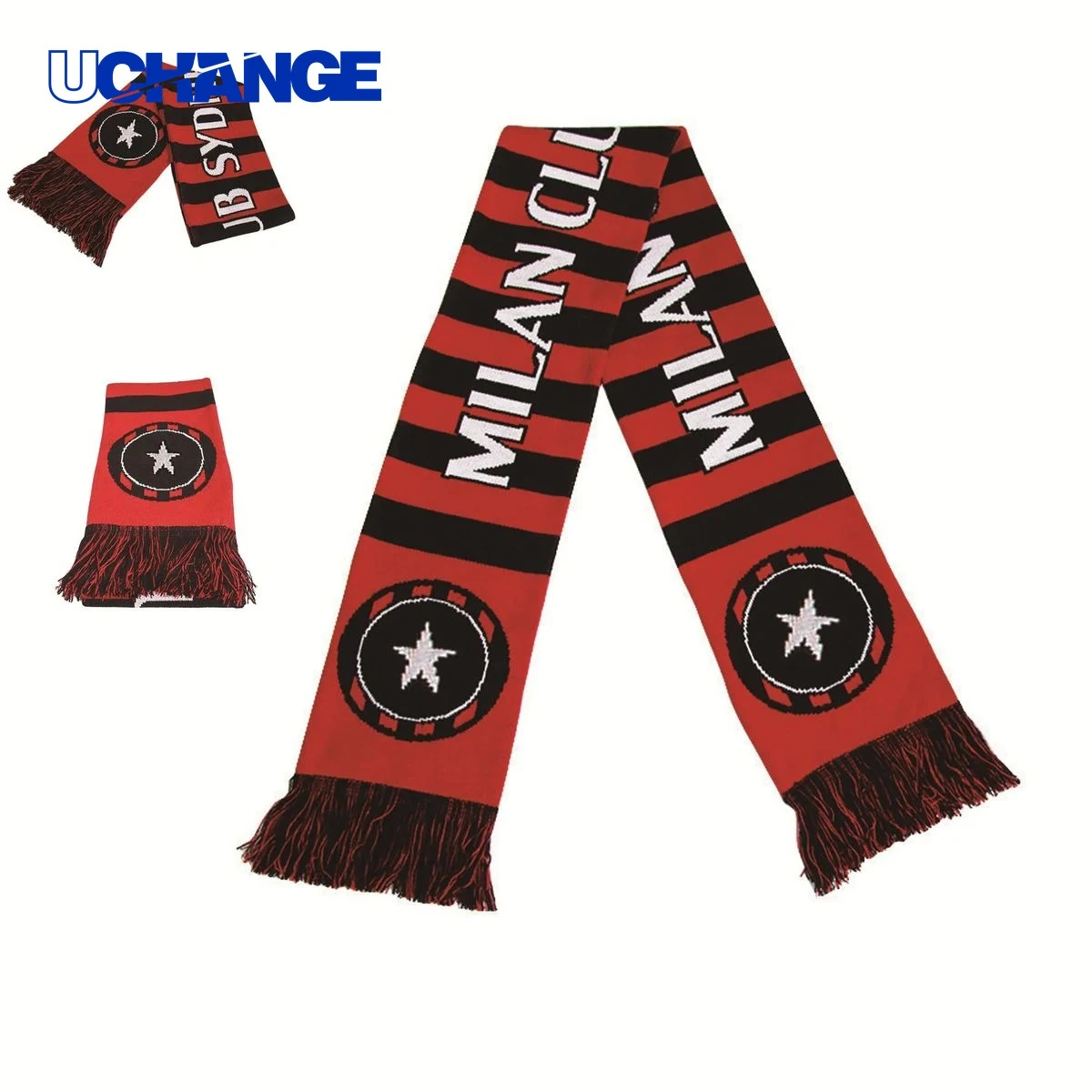 Double-Sided Jacquard Stadium Scarf with Fringe 1