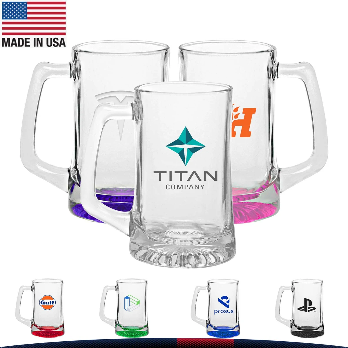14 oz. Fawer Glass Beer Mugs 1