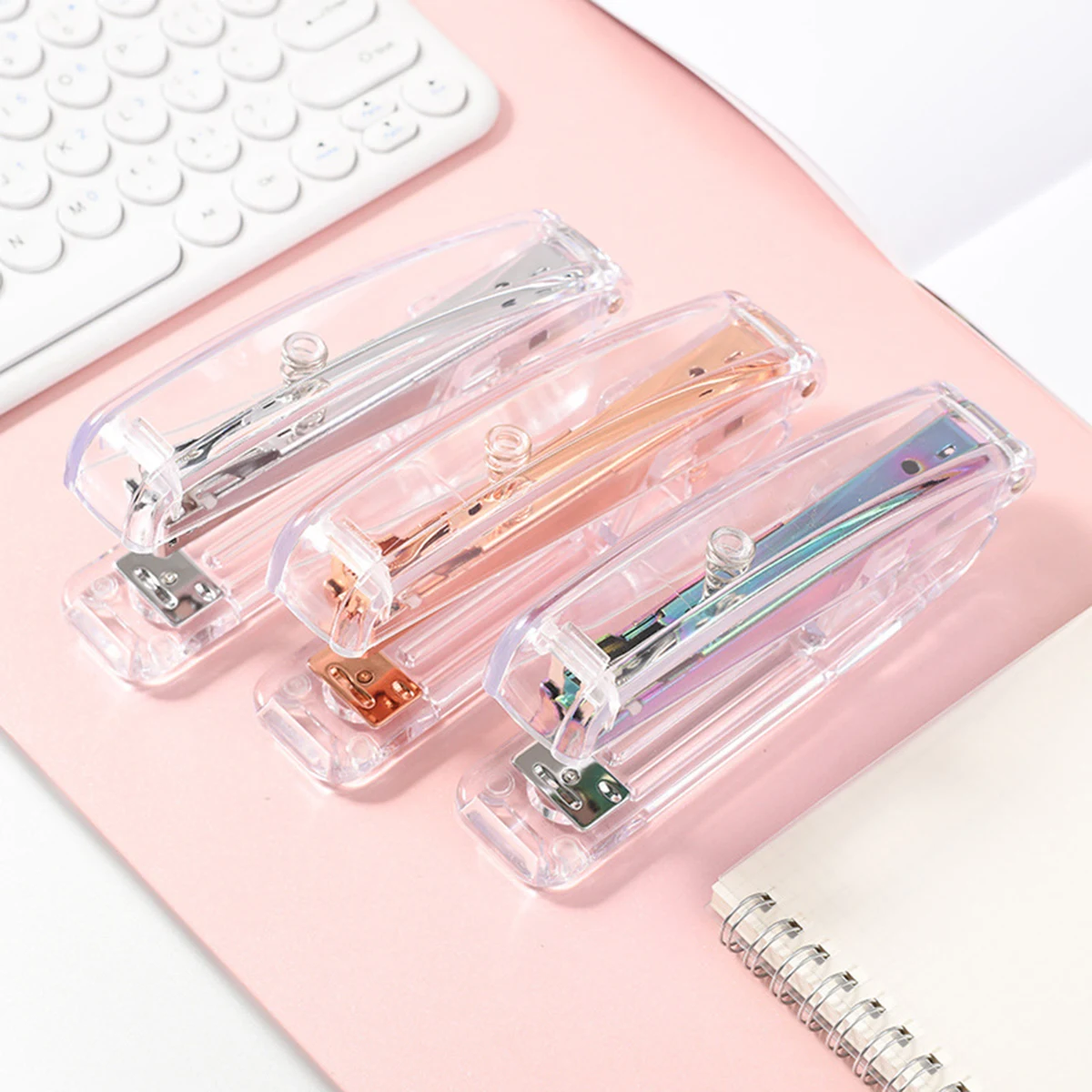 Transparent Rose Gold Acrylic Desktop Stapler 1