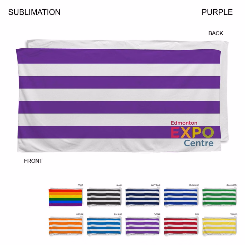 Cabana Stripe Sublimated, Absorbent Microfiber Dri-Lite Terry Beach, Shower Towel, 30x60