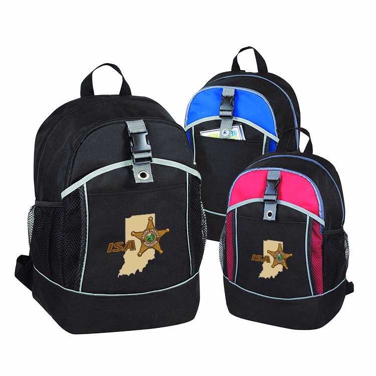 600D Polyester Ring Attachment Zippered Pocket Backpack