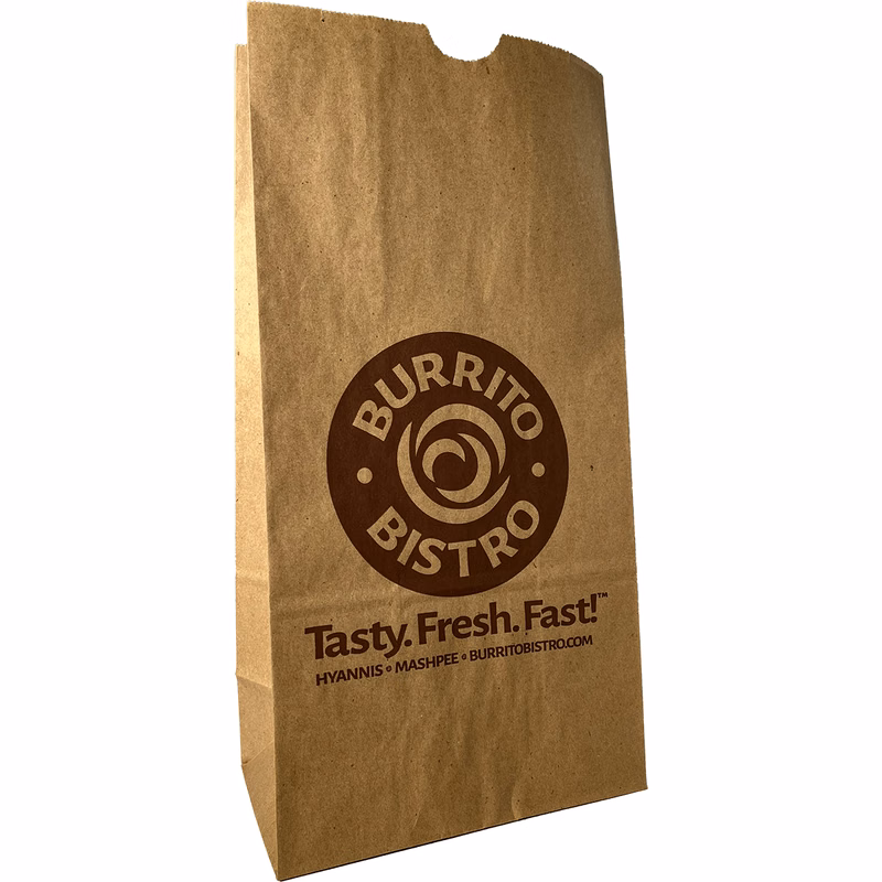 Natural Kraft SOS Flat Bottom Bags - Ink Imprinted