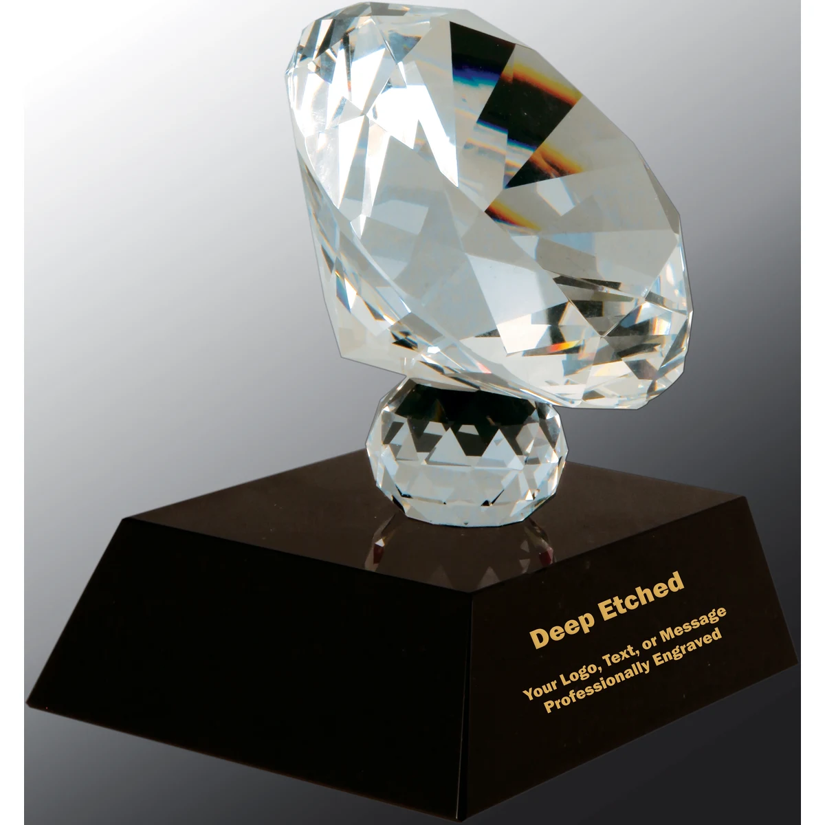 3 1/2" Crystal Diamond Award on Black Pedestal Base 1