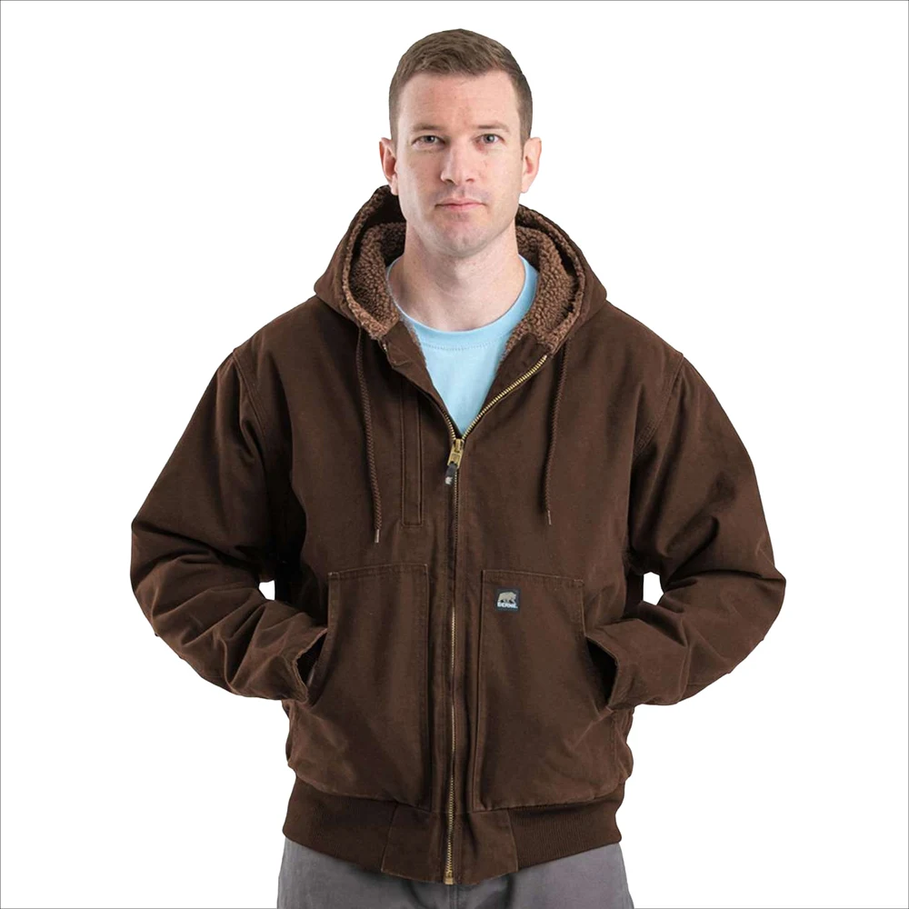 BERNE® Men's Highland Flex180® Washed Duck Hooded Work Jacket 1