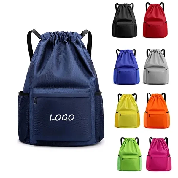 Custom Waterproof Nylon Drawstring Backpack 12.2x5.9x16.5 — Athletic Sports Bag 1