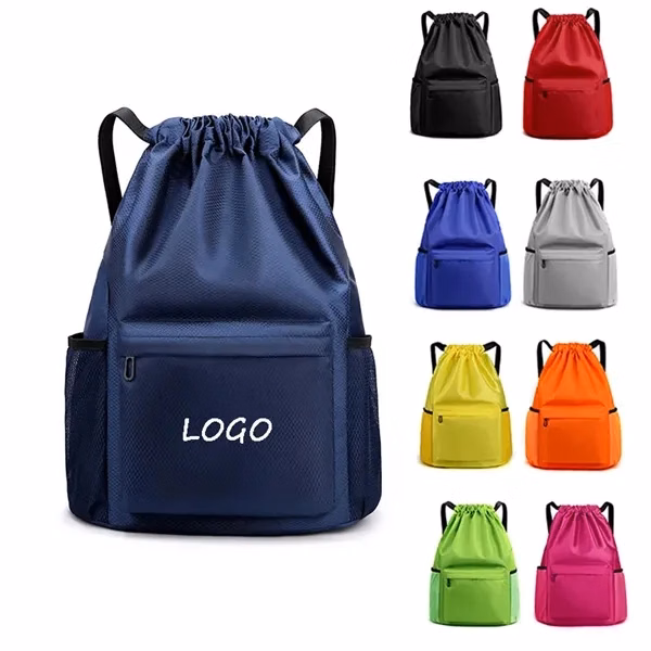 Custom Waterproof Nylon Drawstring Backpack 12.2x5.9x16.5 — Athletic Sports Bag