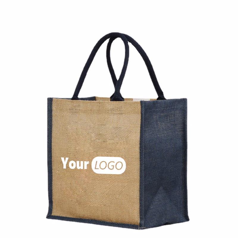 Jute burlap tote bag with