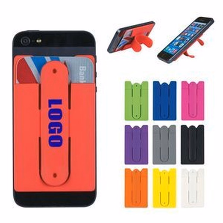 Silicone Phone Wallet with Kickstand (3 3/4"x2 1/5"x1/6")
