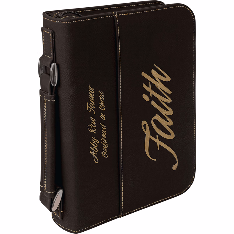 6" x 9" Black & Gold Leatherette Book/Bible Cover with Handle & Zipper