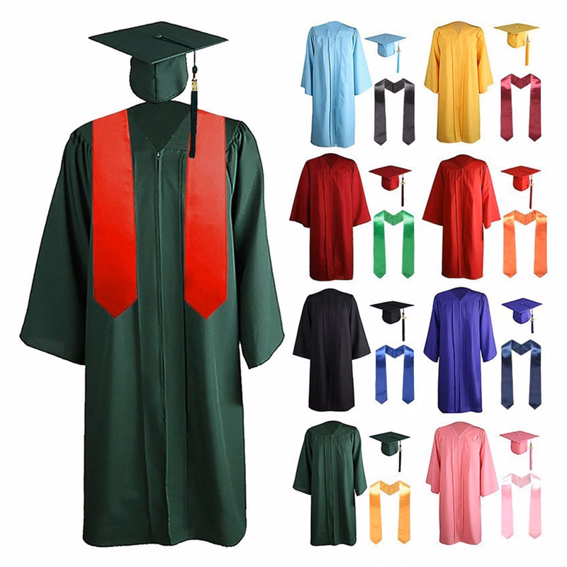 Matte Graduation Gown Cap Tassel Set