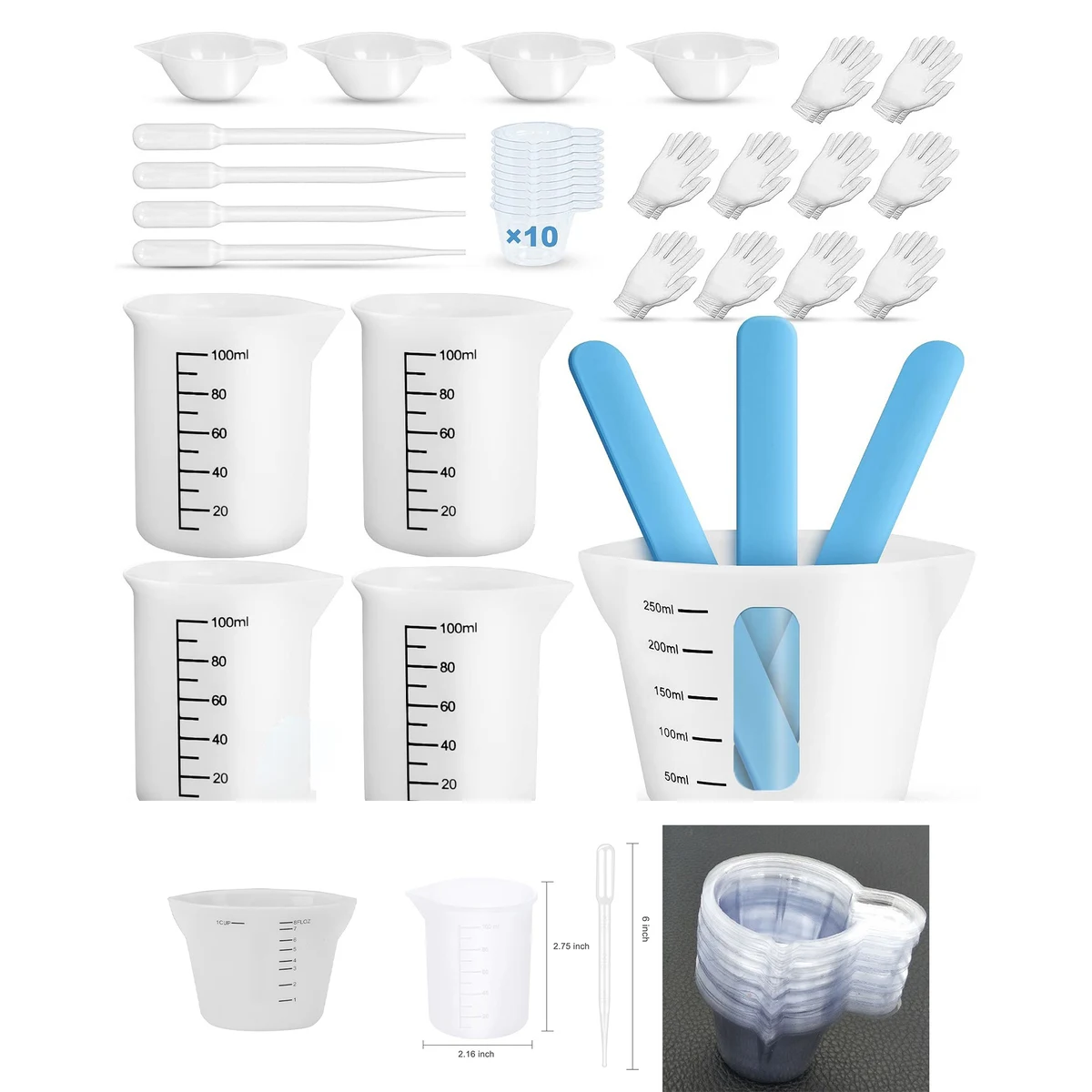 Silicone Resin Measuring Cups Tool Kit 1