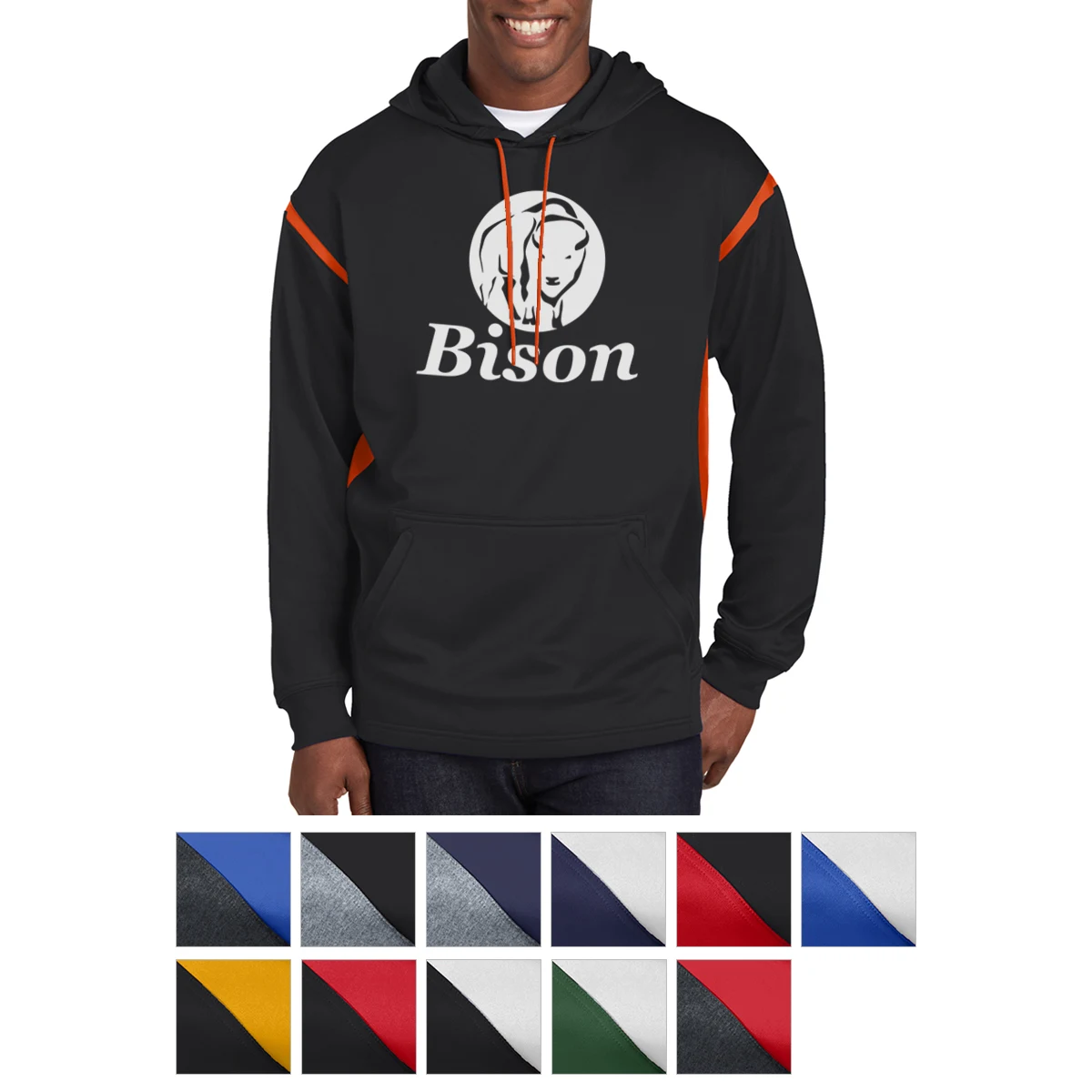 Sport-Tek® Tech Fleece Colorblock Hooded Sweatshirt, custom hoodie or sweatshirt with logo imprint 1