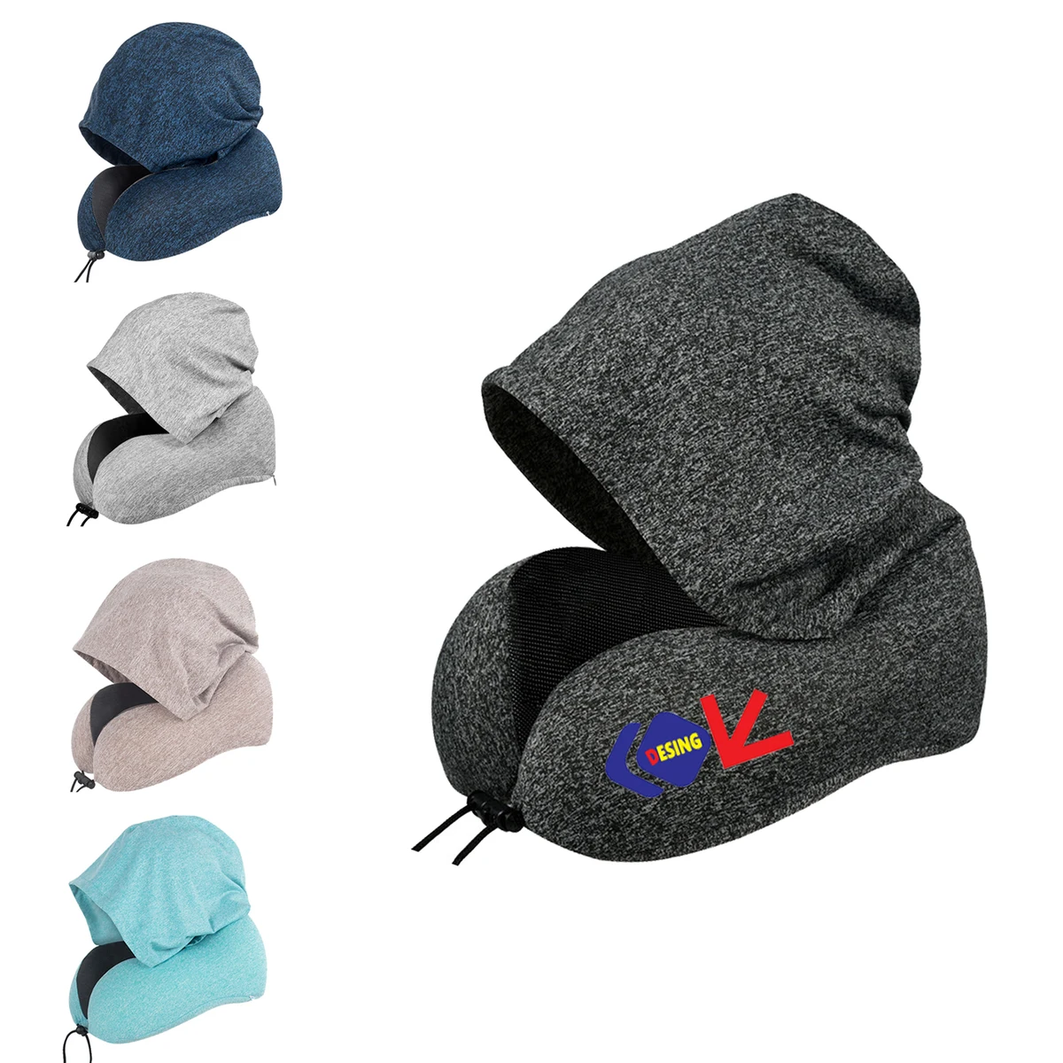 Customizable Hooded Travel Neck Pillow 1
