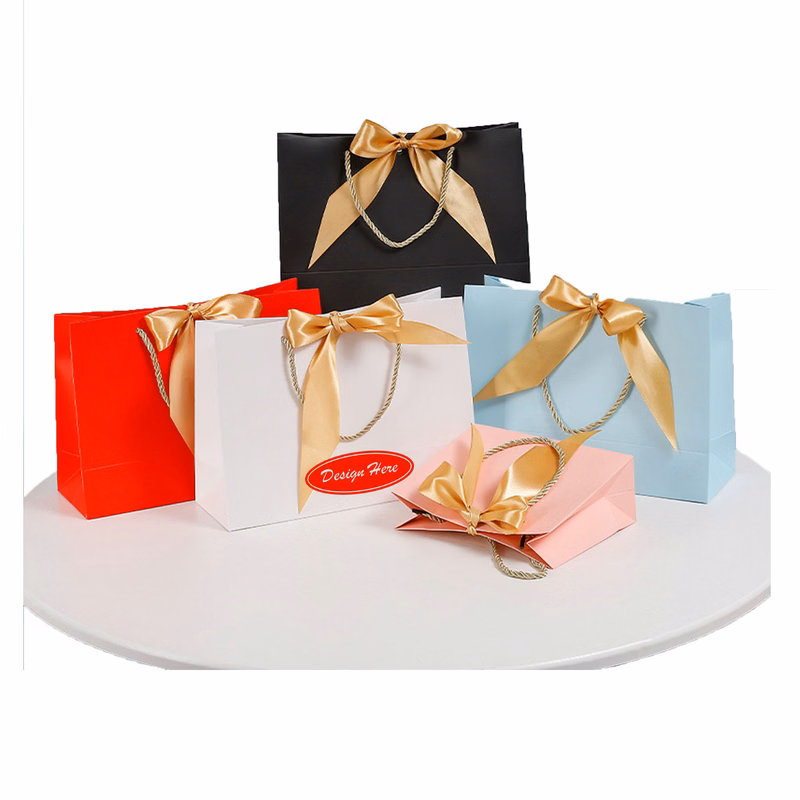 Personalized Bowknot Gift Bags with Custom Logo for Apparel & Cosmetics