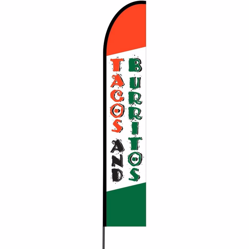 Tacos & Burritos Flag Kit 15' Feet Feather Flag Sign Outdoor Banner