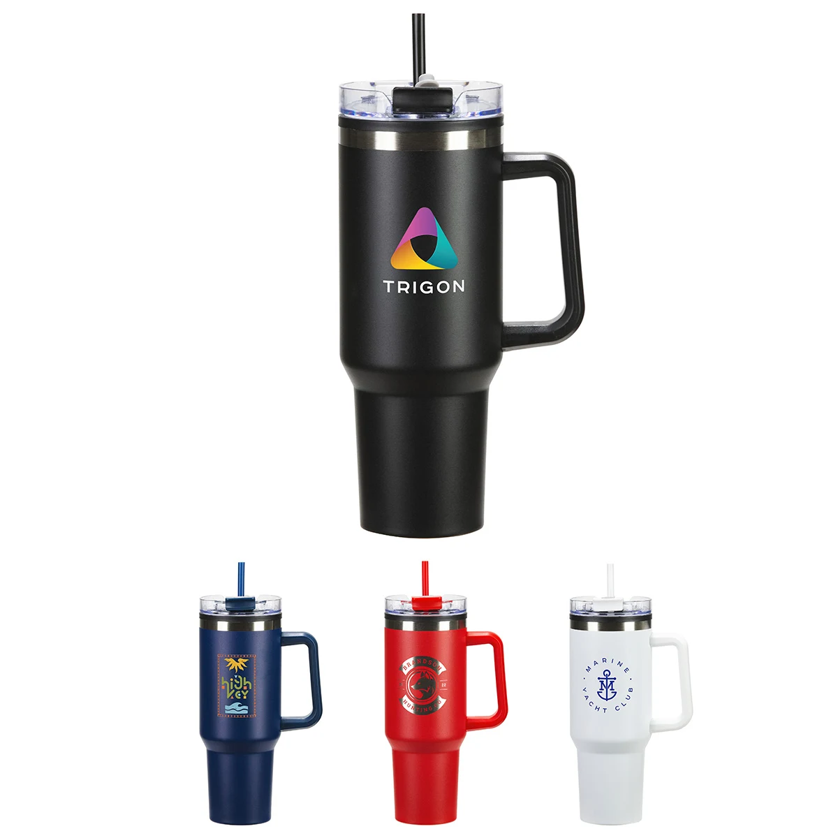 Ohana 40 oz Stainless Steel/Polypropylene Mug with Color-Matching Handle 1