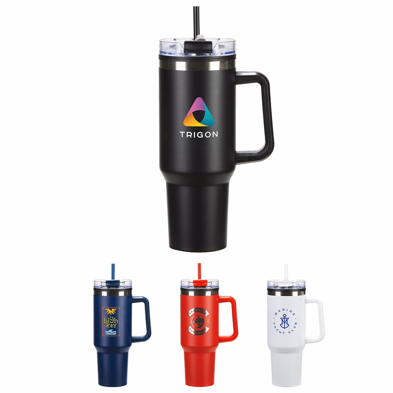 Ohana 40 oz Stainless Steel/Polypropylene Mug with Color-Matching Handle