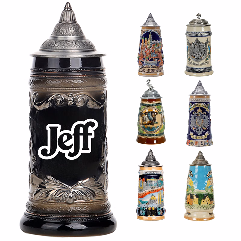 34oz Hand Painted Ceramic Beer Stein