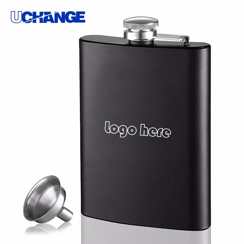 Matte Black Stainless Steel Flask Container with Funnel