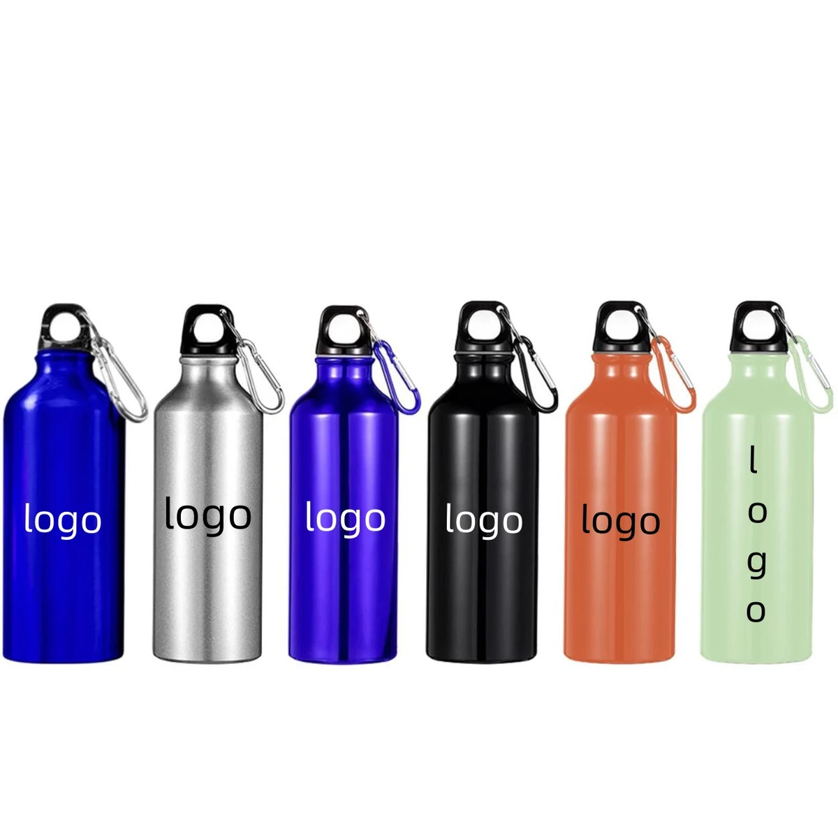 Aluminum Sports Bottle w/Carabiner, custom water bottle with logo imprint 1