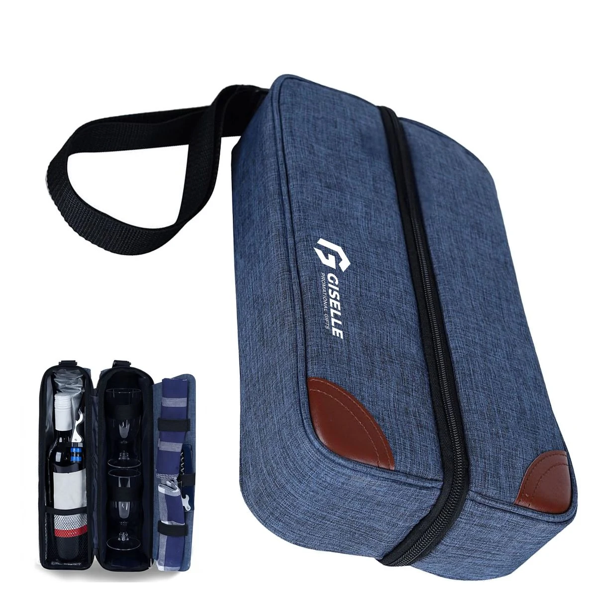 Camping Picnic Wine Tote Bag with Cooler Compartment, custom tote bag with logo imprint 1