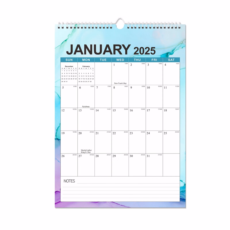 18 Months 17"*12" Dyed Wall Calendar From Jan 2025 To June 2026