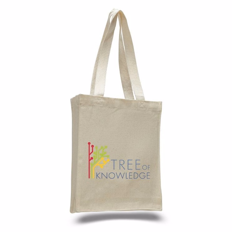 12 Oz. Canvas Book Tote Bag w/ Full Gusset - 10"x12"x3"