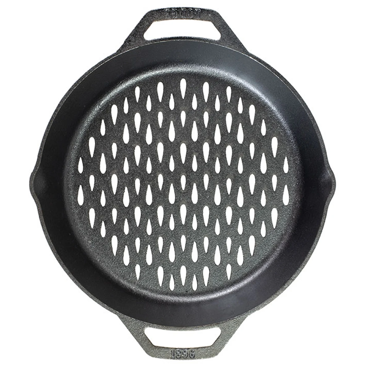 12" Seasoned Cast Iron Dual Handle Grilling Basket 1