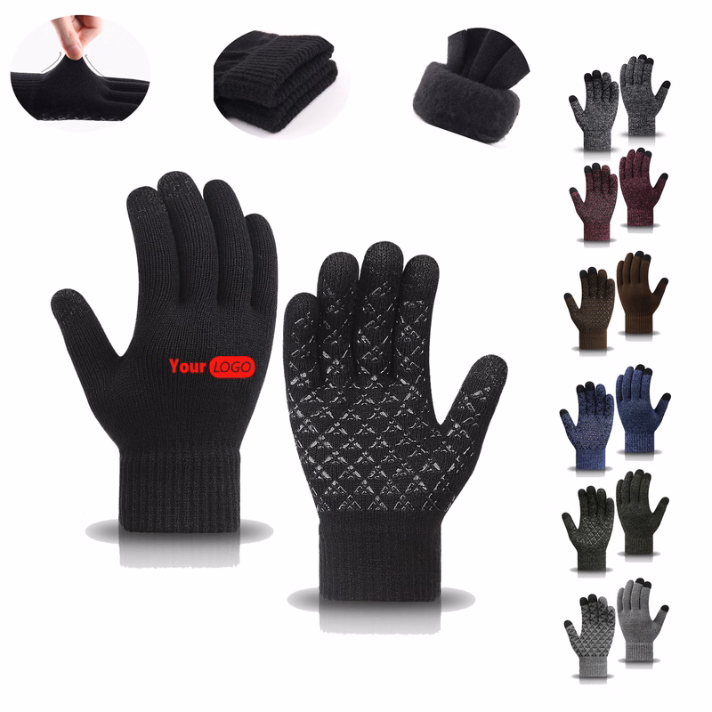 Custom Logo Winter Warm Knitted Touchscreen Gloves