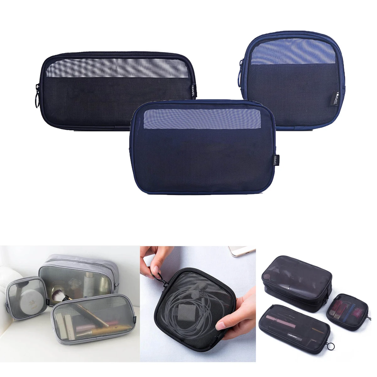 3-PC Set Travel Cosmetic Make-up Electronics Organizing Bags 1