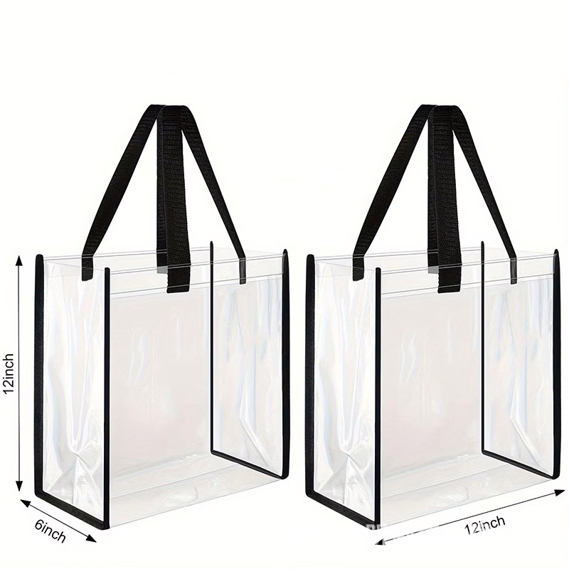 12 x 12 x 6 Inch Clear Tote Bags PVC Plastic Tote Bag With Handles