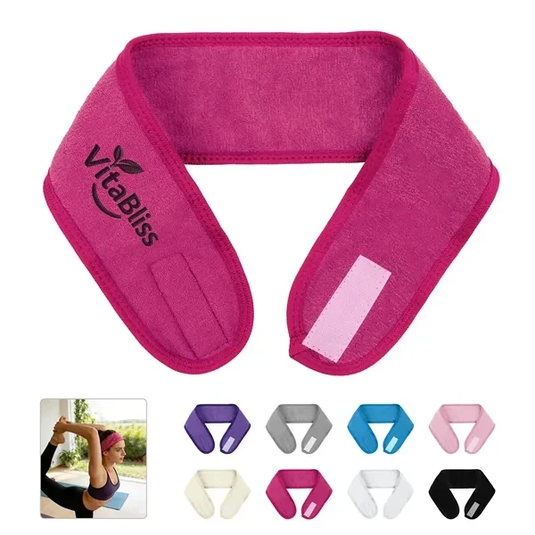 Custom 23 Inch Adjustable Polyester Spa Headband with Hook Loop — Gym Gift 1