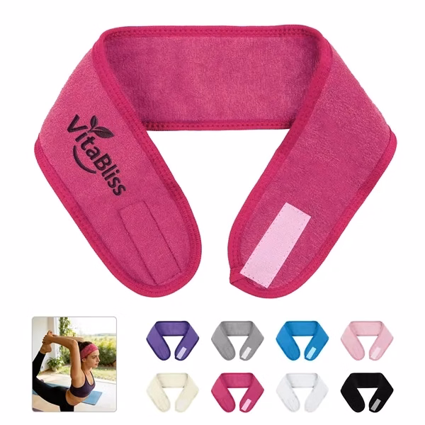 Custom 23 Inch Adjustable Polyester Spa Headband with Hook Loop — Gym Gift