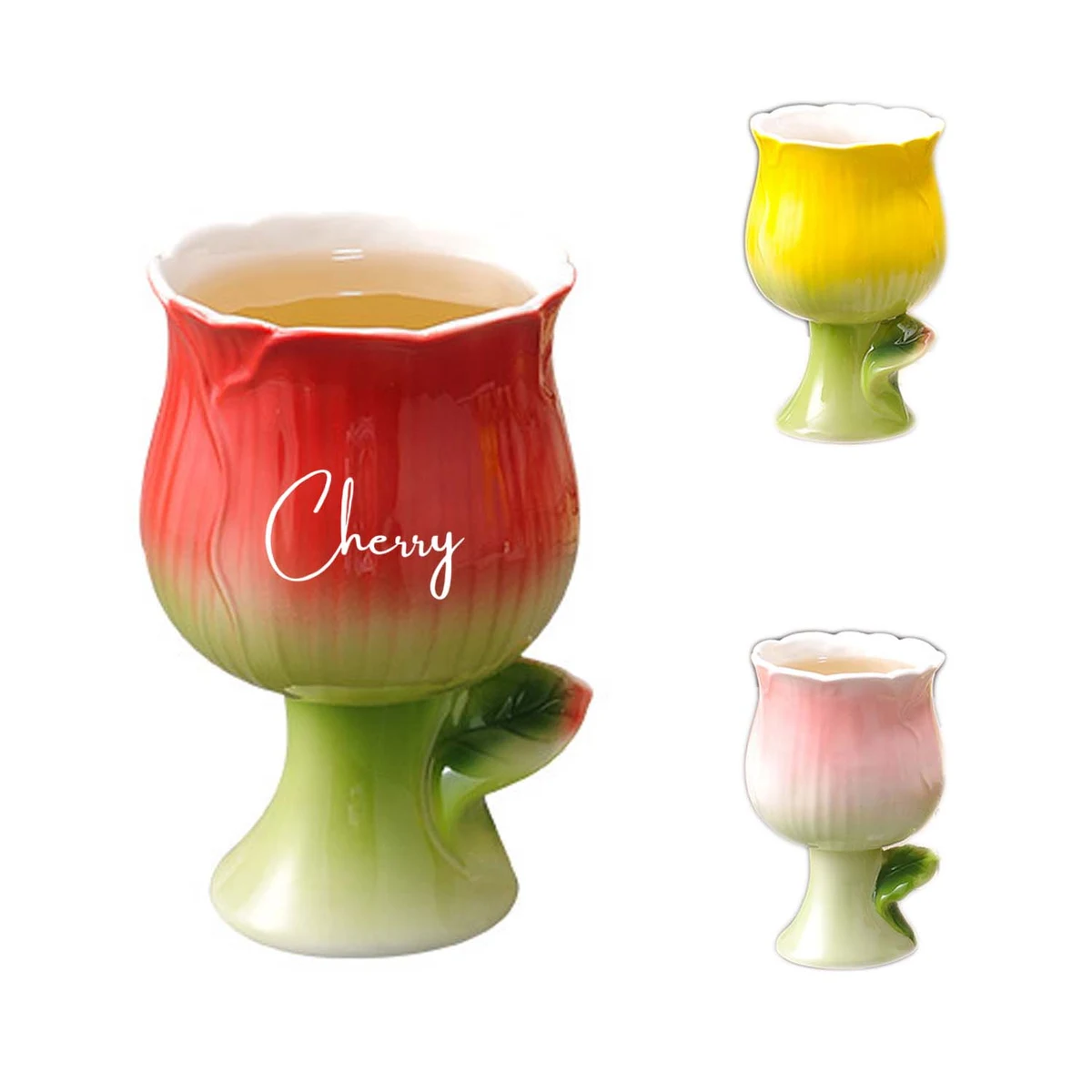 Flower Vintage Wine Goblet Ceremic Glasses 1