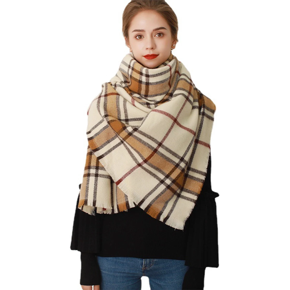 Plaid Scarf Shawl 1
