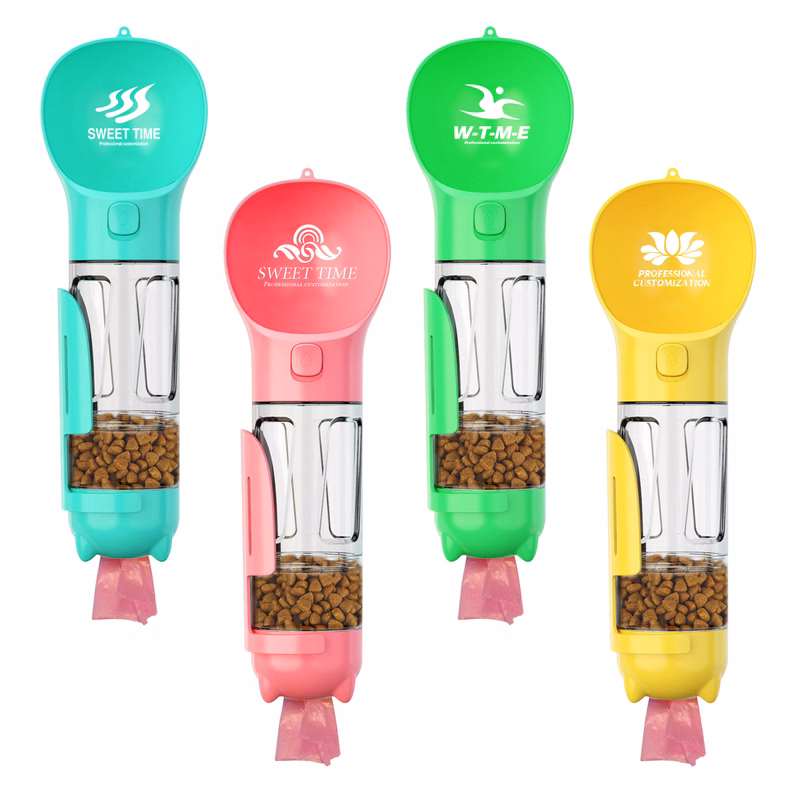 Portable Pet Water Bottle With Food Container And Poop Bag