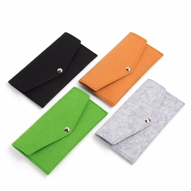 7" Brown Soft Felt Wallet Closed with Button