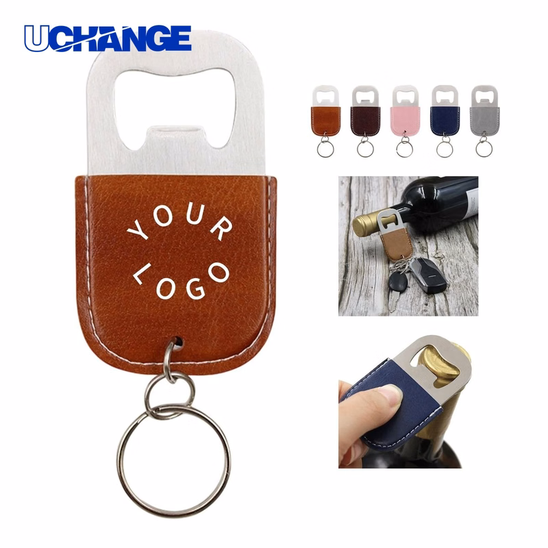 PU Stainless Steel Bottle Opener Keychain Tool for Events