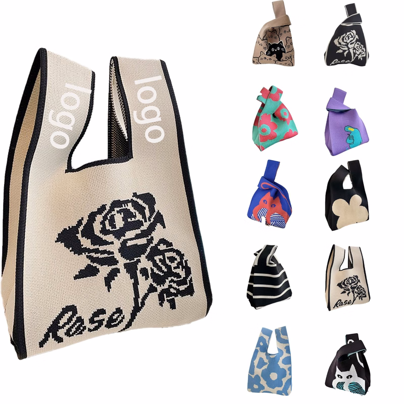 Women'S Wrist Knot Tote Bag Small Crochet Wristlet Handbag