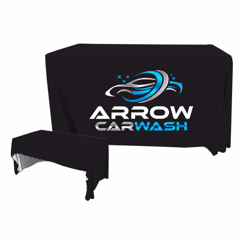 4 ft. x 24 in. 3 Sided PolyKnit Table Cover (Full Color Logo)