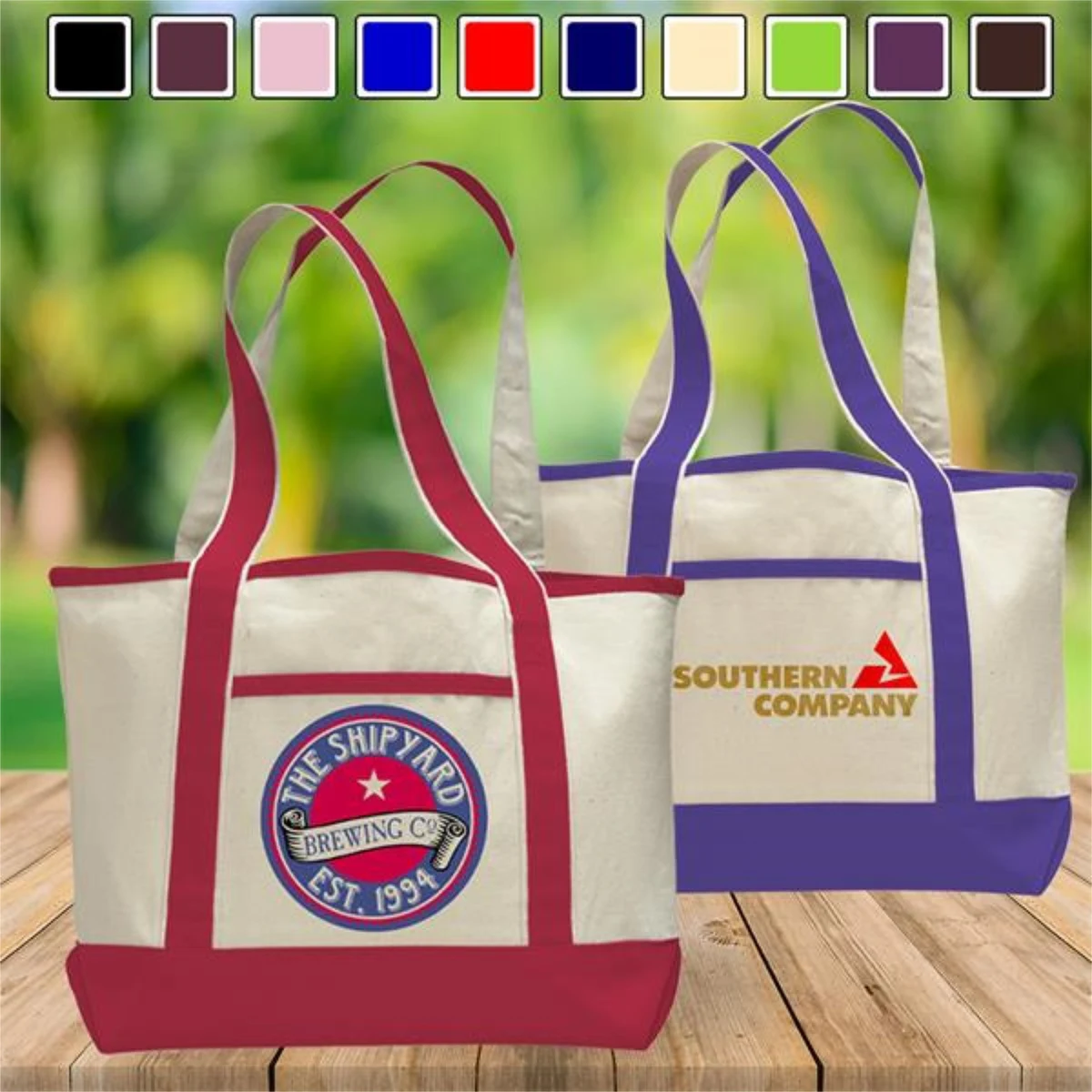 Premium Shopping Tote Bag w/ Zipped Closure & Front Pocket 1