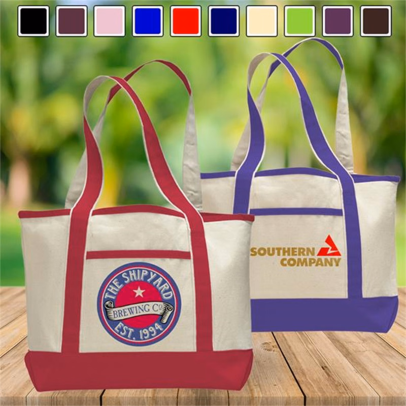 Premium Shopping Tote Bag w/ Zipped Closure & Front Pocket