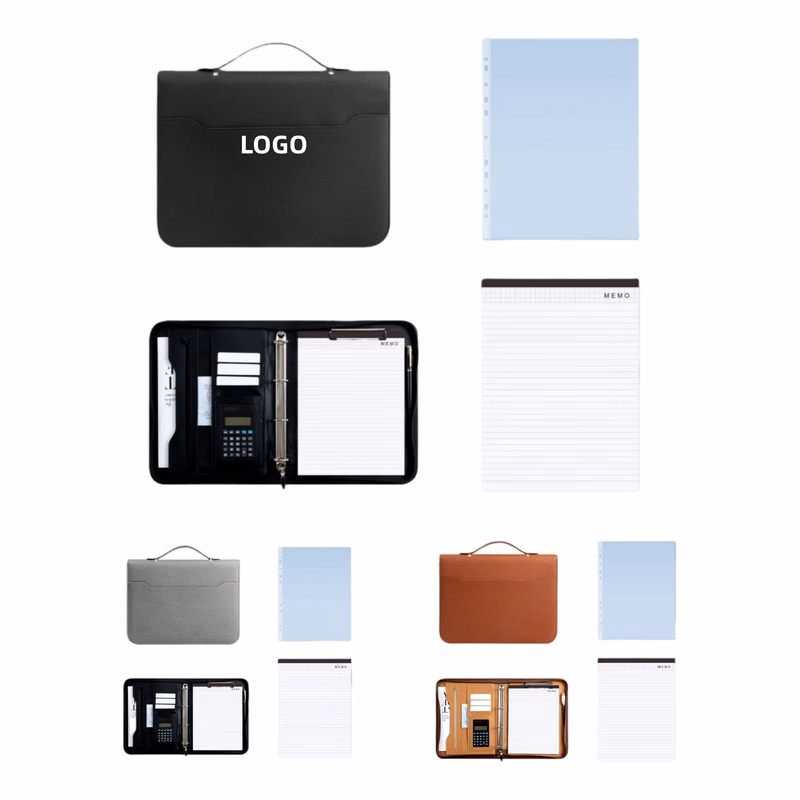 Zippered Leather Folder w/Calculator