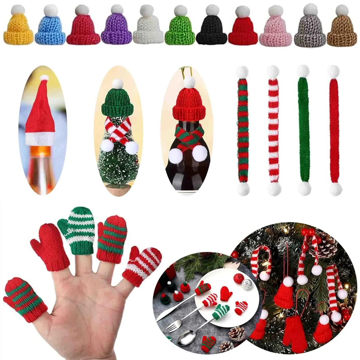 Mini Christmas Knit Hat Scarf Gloves 1