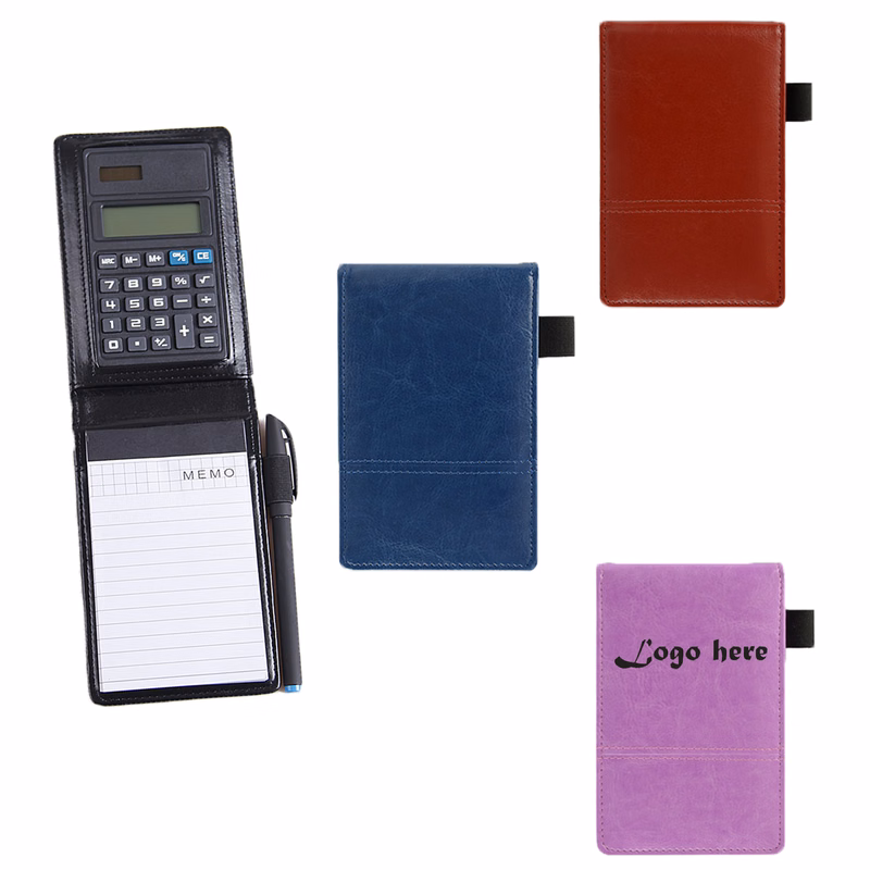 Pocket Leatherette Jotter With Calculator Memo Pad