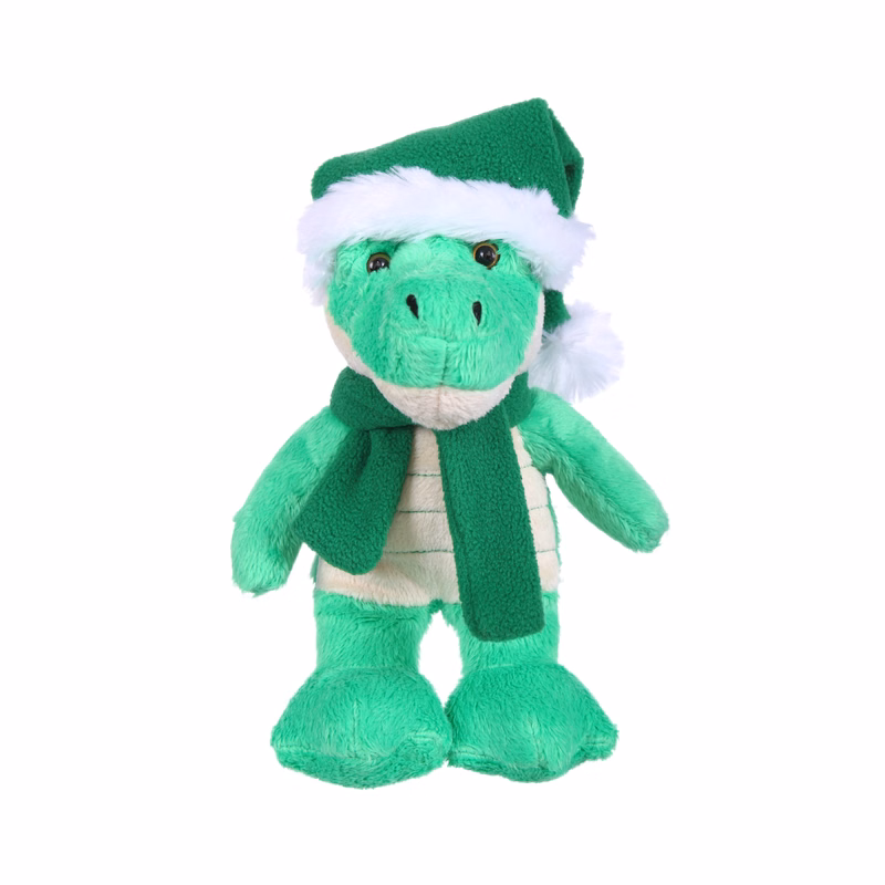 Soft Plush Stuffed Alligator with Christmas Hat & Scarf