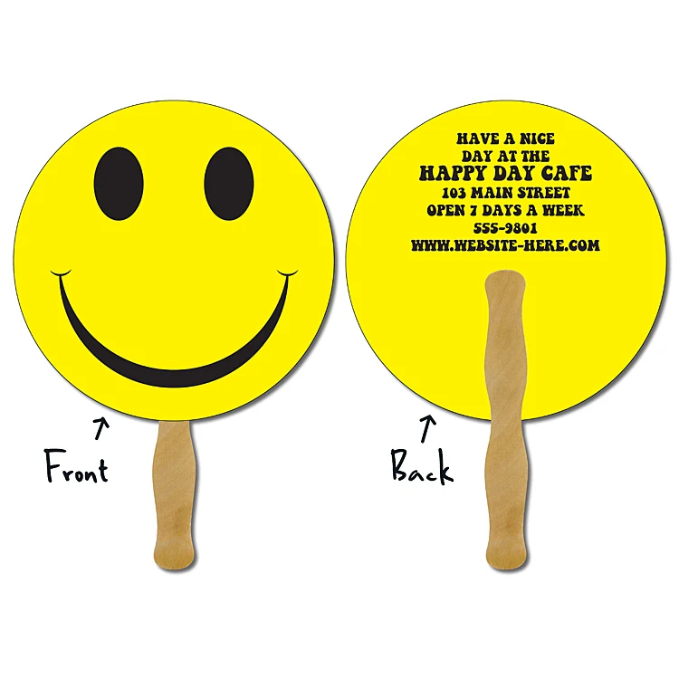 Hand Fan - 8.5 Inch Diameter Circle Laminated - 14 pt. 1
