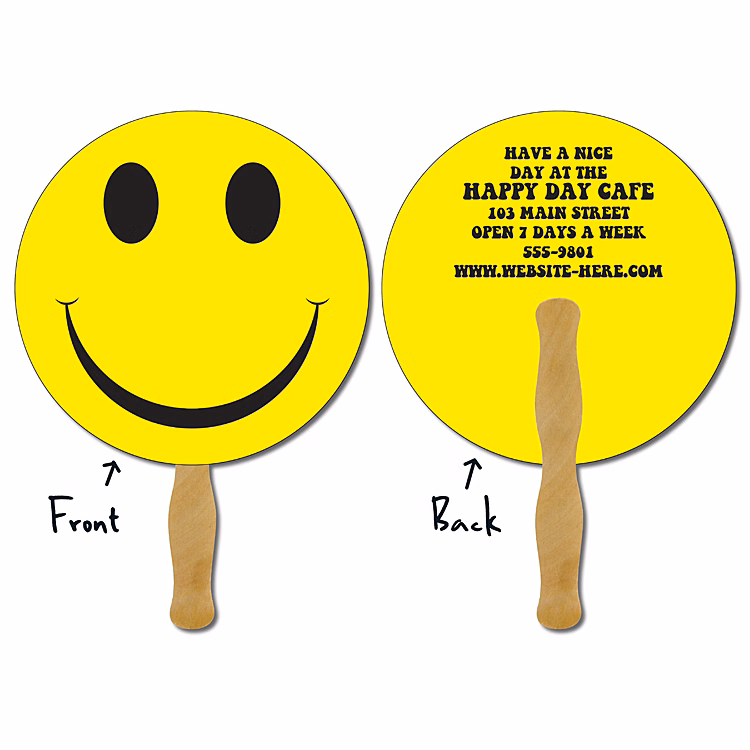 Hand Fan - 8.5 Inch Diameter Circle Laminated - 14 pt.