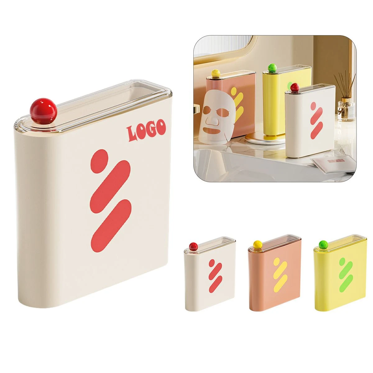 Lidded Layered Mask Storage Bin 1