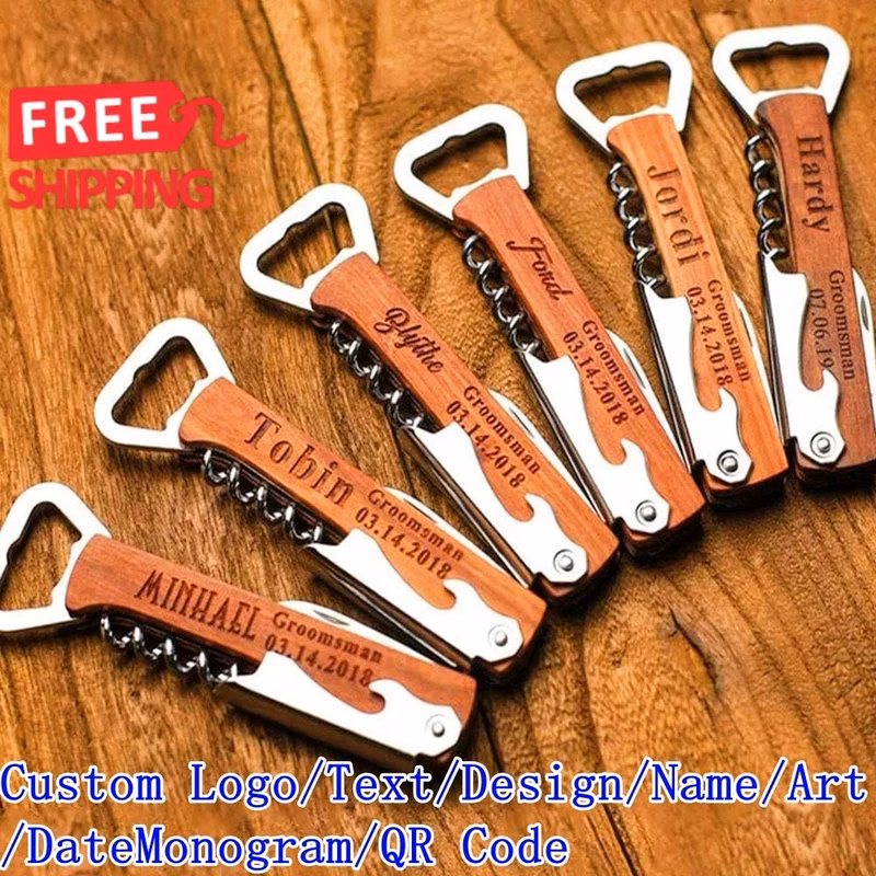 Wooden Handle Corkscrew Bottle Opener